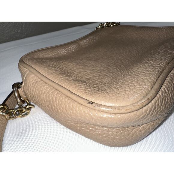 Michael Kors Fulton Small Mini Beige Taupe Leather Zip Chain Strap Crossbody Bag - Picture 9 of 15